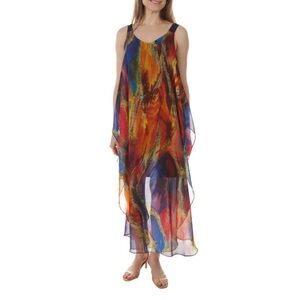 Radzoli Maxi flowy Flowy Lined Sleeveless Dress Size 1X lagenlook artsy